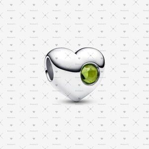 Pandora Engravable Spring Green Stone Heart Charm